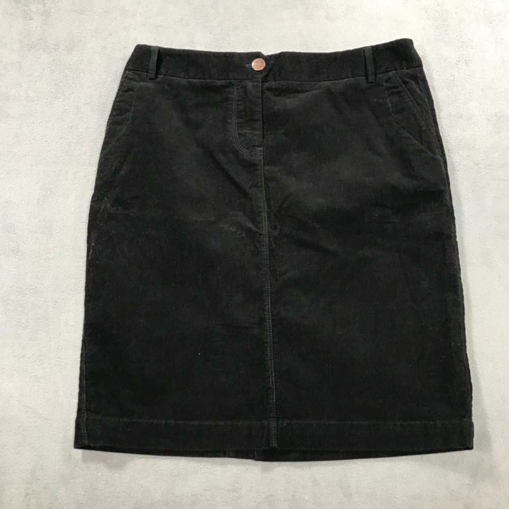 J. Crew Corduroy Skirt Women 6 Black Stretch Cotton Y2K Preppy Knee Length 96032